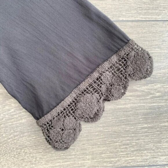 Free People Blue Life Boho Romper 3/4 Sleeve Surplice Neck Crochet Lace Black S - Picture 9 of 16